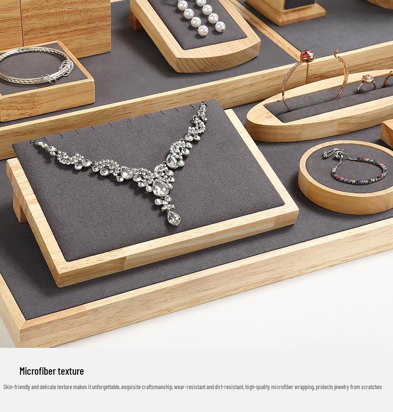 Деревянная подставка для украшений из массива дерева для серег, колец и ожерелий с нефритовым подносом