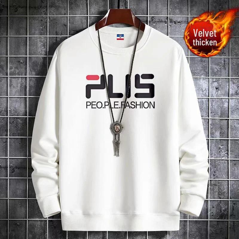 2024 Молодежный трендовый белый бархатный свитшот с круглым вырезом - Теплый осенне-зимний топ