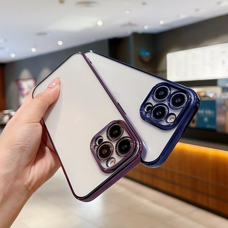 Классический ультратонкий мягкий чехол с квадратной рамкой для iPhone 15 14 Pro 13 12 11 Pro Max 7 Plus XS MAX, прозрачный прозрачный чехол