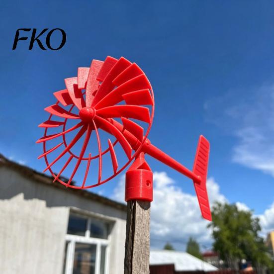 3D Printed Windmill Garden with Weathervane, Colorful Outdoor Yard Stake Hollow Wind Spinner Spinning Blades, UV-Resistant Ornament for Lawn