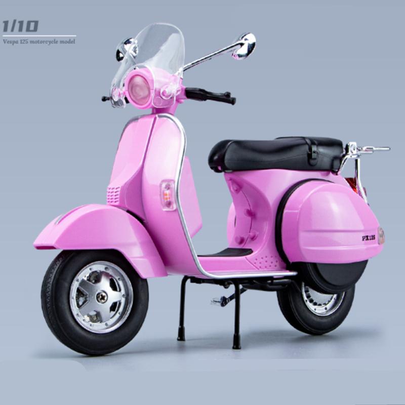 1/10 Vespa 125 Сплав Досуг Модель Мотоцикла Литые Металлические Классическая Модель Мотоцикла Симуляция Звука и Света Детские Подарки
