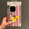 Мягкий ТПУ чехол с дизайном в лимонно-розовую полоску для IPhone 16 15 13 11 Pro Max 14 Plus 12 X XS XR Ударопрочный Защитный Чехол