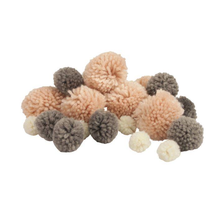MégaCréa DIY - Pompon en laine pour guirlande Paris 15 à 25 mm 45 pièces