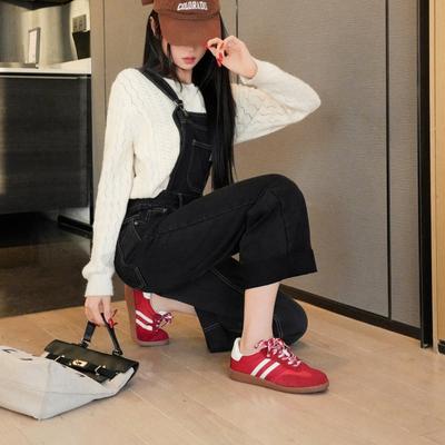 Красные ретро женские новые кожаные на плоской подошве универсальные на платформе повседневные кеды для скейтборда