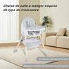 K IKIDO Chaise Haute Pour Bébé, Chaise Pliable, Chaise Haute Pour Enfants réglable,De 6 Mois À 3 ans(15KG)-Gris