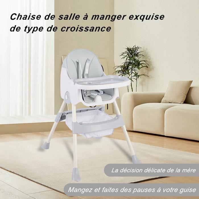 K IKIDO Chaise Haute Pour Bébé, Chaise Pliable, Chaise Haute Pour Enfants réglable,De 6 Mois À 3 ans(15KG)-Gris