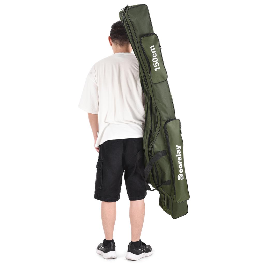 3 Layers Fishing Pole Bag Portable Folding Fishing Rod Storage Bag for Fishing Camping Hiking