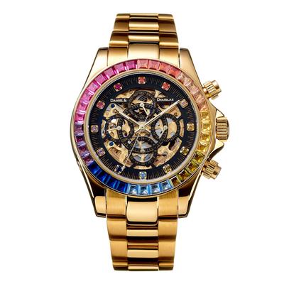 Механические автоматические часы DANIEL DOUGLAS Gold Black Rainbow [Daniel & Douglas] DD8802DG-RBBK4 и мужские