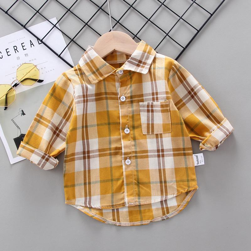Kids Plaid Long Sleeve Button Down Shirt for Boys and Girls Spring Autumn