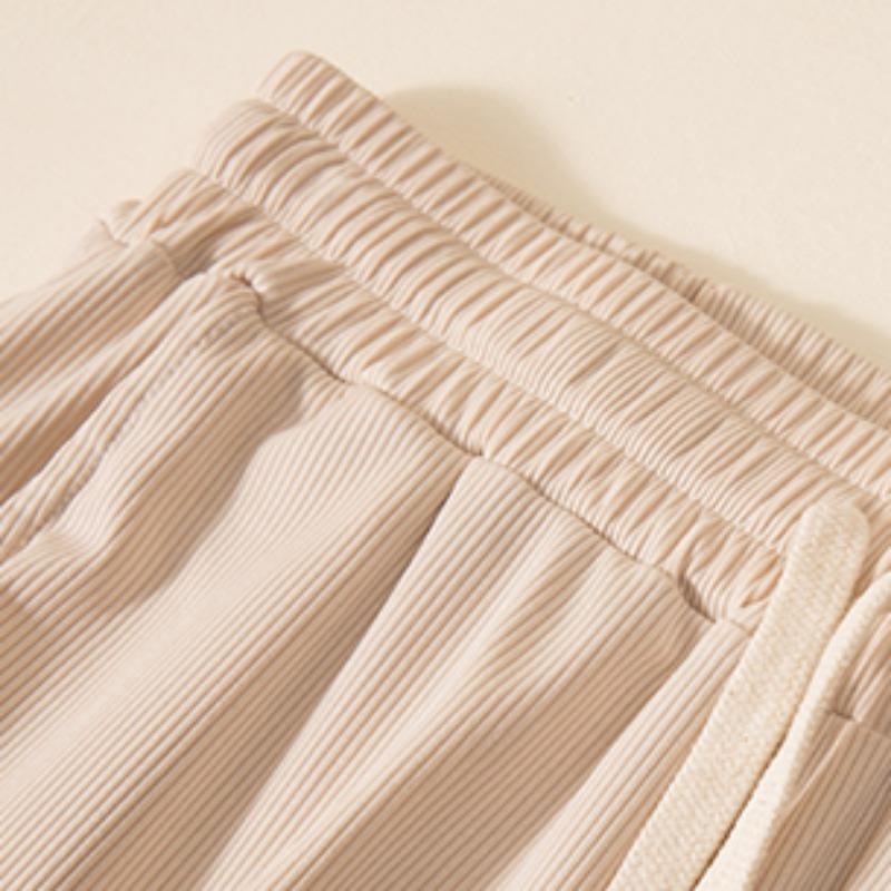 Women's Chic Solid Color Straight Pants With Pockets Elastic Waist Drawstring Wide Leg Trousers Casual Loose Pants Casual Lounge Yoga Pants