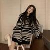 Pullover Stripe Pullover Sweater Women Autumn and Winter New Loose Outwear Oversize Slouchy Top Medium Long Winter Sweater