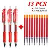 13pcs/set Ballpen Retractable Gel Pens Black/red/blue Ink Large Capacity 0.5 Mm Replaceable Refills Office & School Stationery