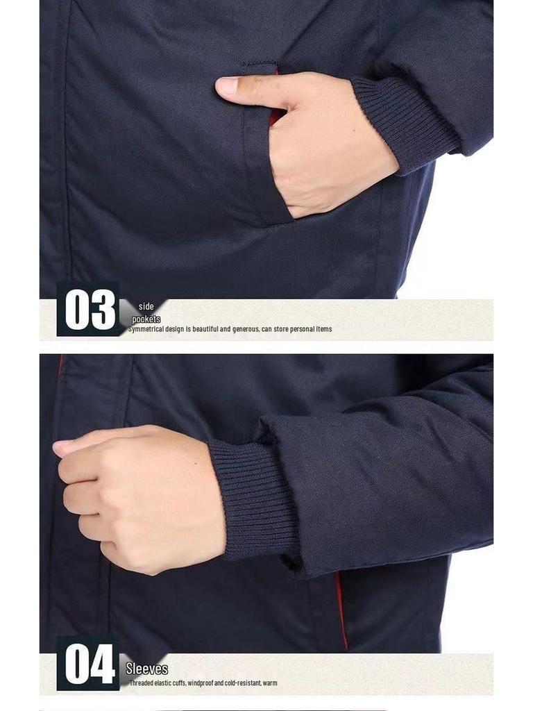 Светоотражающая зимняя рабочая одежда: Утепленная куртка из утолщенного хлопка для защиты в холодную погоду