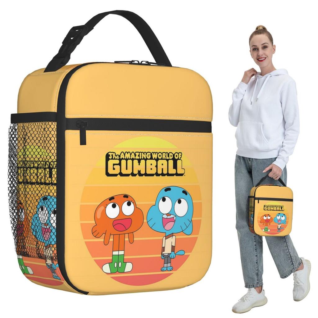 The Amazing World Of Gumball Cartoon Insulated Lunch Bag for Women Office Cooler Thermal Food Box Tote Lunch Boxes Container