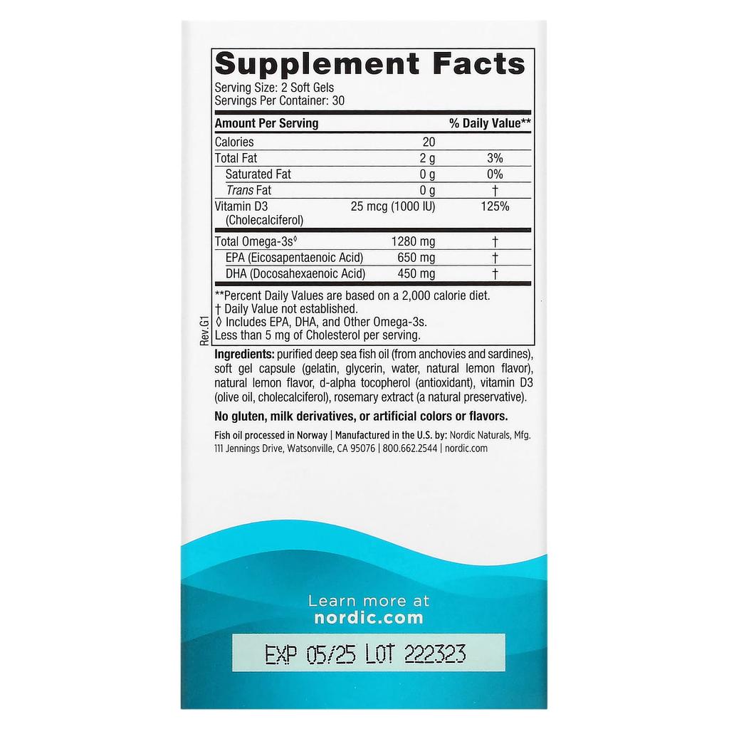 Nordic Naturals Ultimate Omega-D3, Lemon Flavor, 60 Softgels