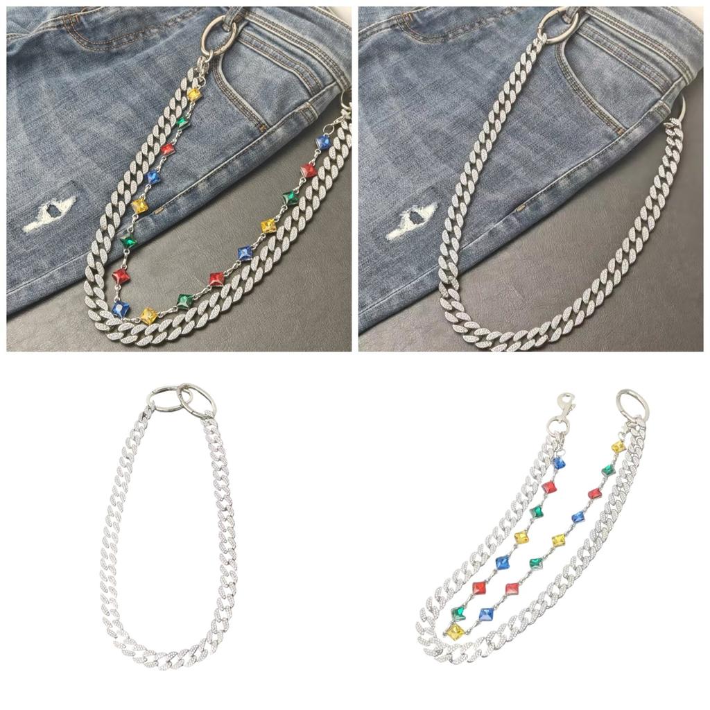 Регулируемая сплавная цепочка для брюк в стиле хип-хоп, подвесное украшение для джинсов, модный аксессуар для любителей уличной одежды