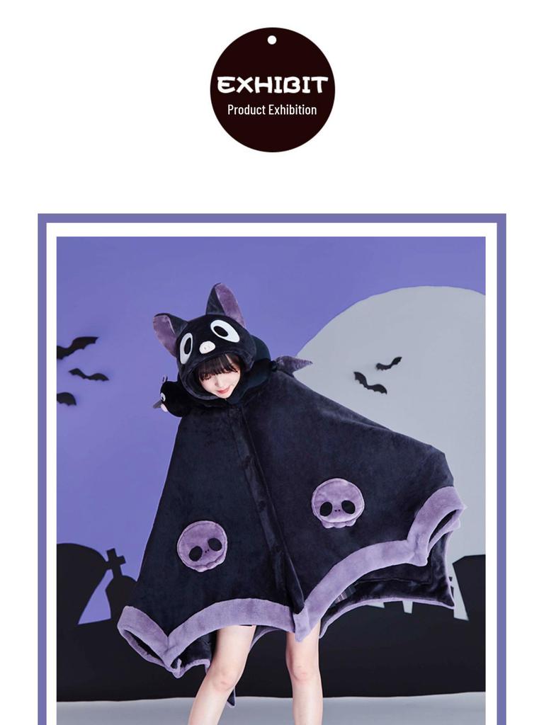 Плед из кораллового флиса с капюшоном и халат для сна Luna's Little Bat