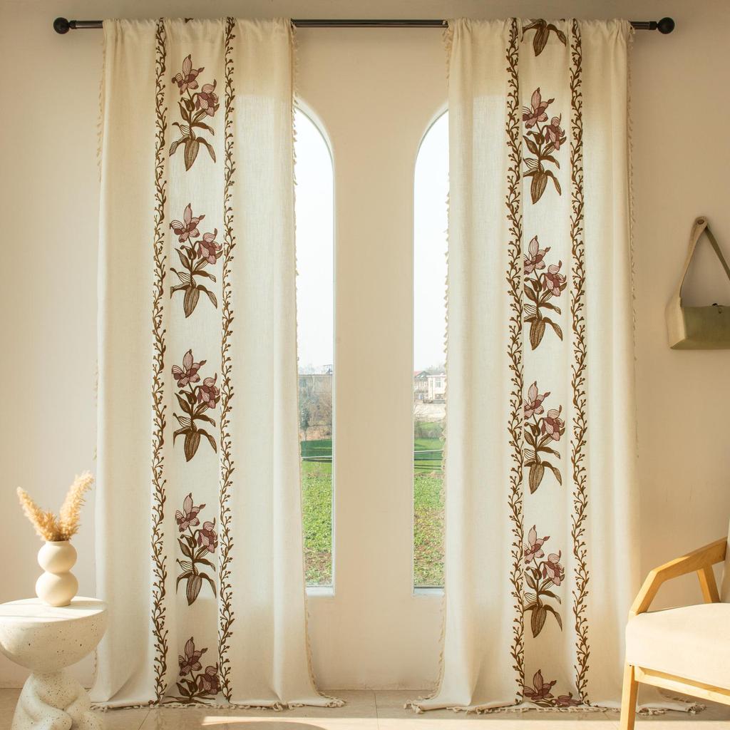European Classical Floral Blackout Sheer Curtains for Balcony, Living Room, Bedroom, Bay Window