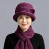 Medium and the elderly hat women's autumn and winter mother fashion basin hat warm bucket hat piled thickened knitted wool hat