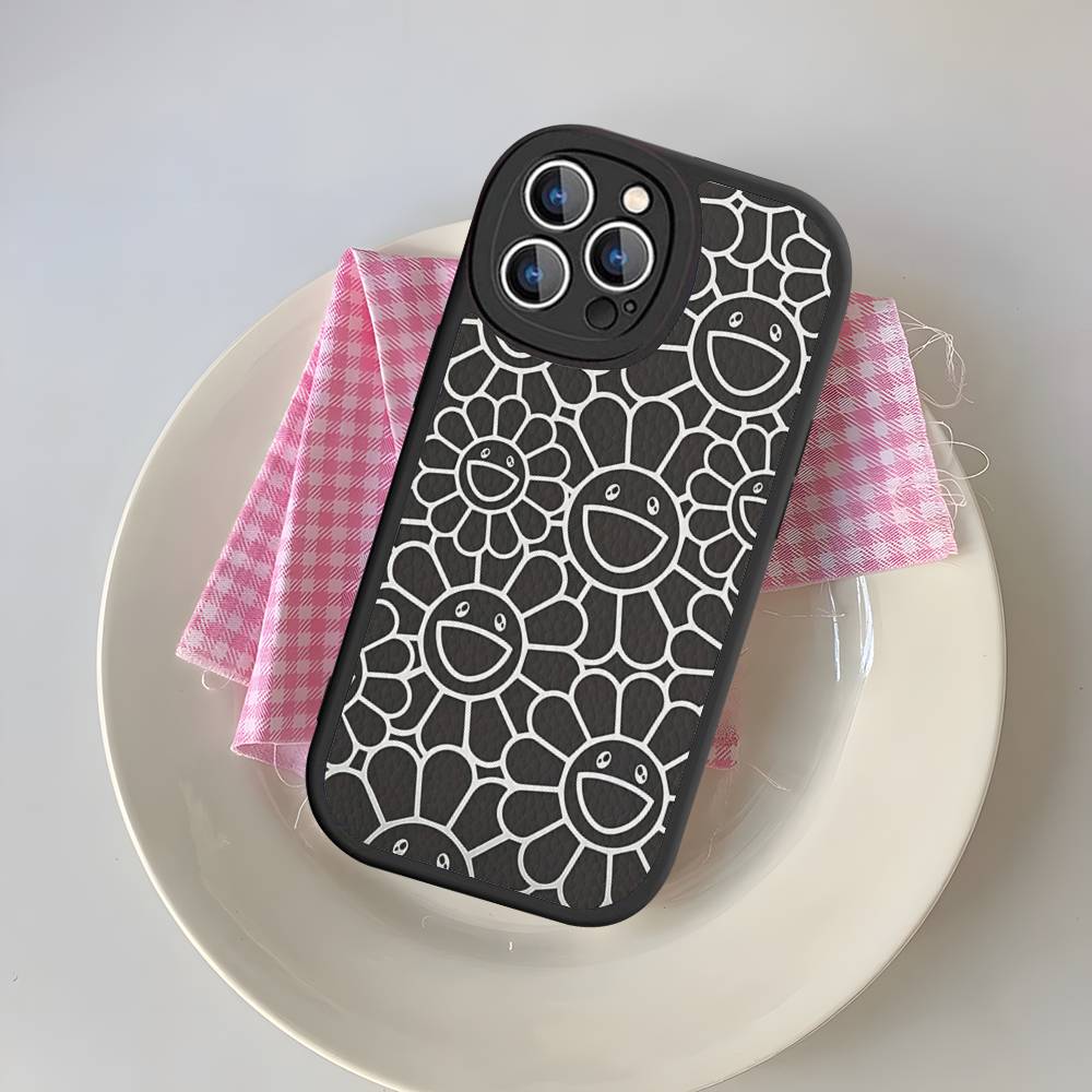 Силиконовый чехол для телефона T-Takashi Flower M-Murakami для iPhone 16 15 14 13 12 11 Pro Max Mini Кожаный Мягкий Чехол