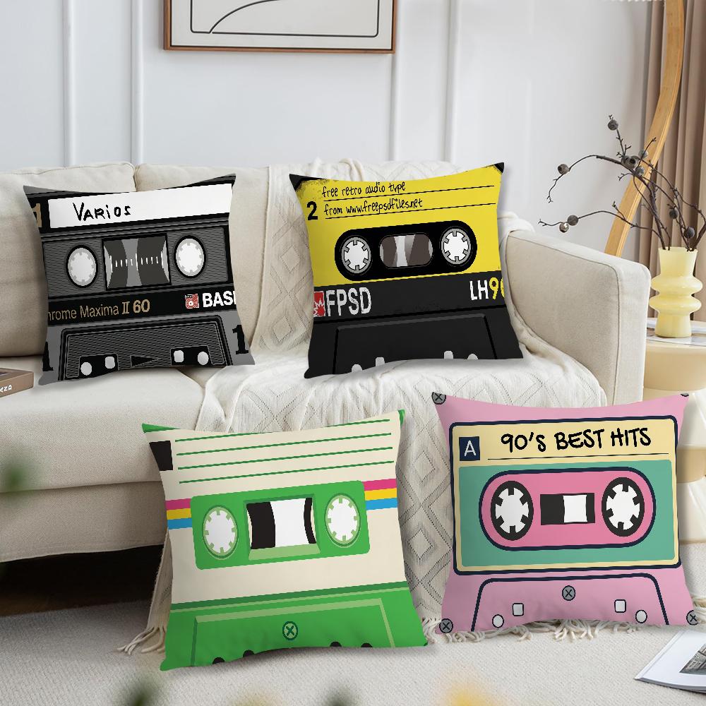 Retro s Cassette Tape cushion cover For Pillow Printing Sofa Decoration Home Car Room Coffee Shop Office Nordic Simplicity