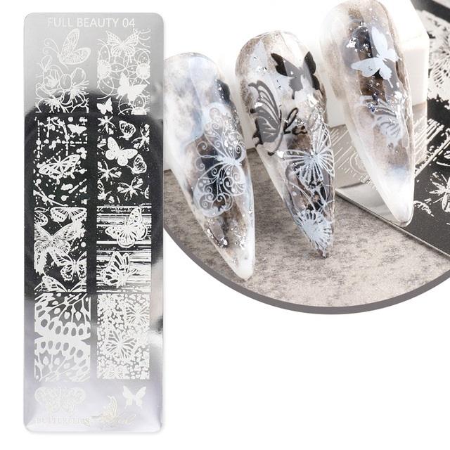 Прямоугольные штампы для дизайна ногтей своими руками, шаблоны изображений для дизайна ногтей из нержавеющей стали, 6 различных узоров