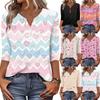 Women's T Shirt Print Button 3/4 Sleeve Daily Weekend Fashion Basic V- Neck Regular Top