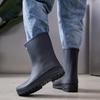 Модные водонепроницаемые легкие резиновые сапоги из ПВХ до середины икры с теплой подкладкой и нескользящим резиновым круглым носком для зимы, лета и осени