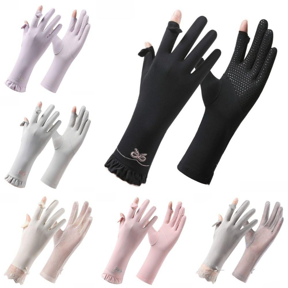 Lace Sun Protection Gloves UV Protection Ice Silk Gloves Lightweight Sunscreen Gloves for Summer