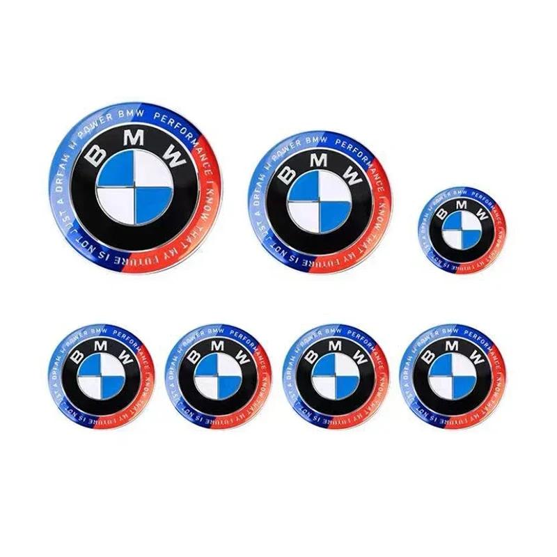 BMW 7Pcs Badge Logo 3D Wheel Center Cap Set Fit E36 E46 E53 E90 E60 E93 E87 G01 G20 X3 X5 X6 X7 F30 F20 Auto Accessories