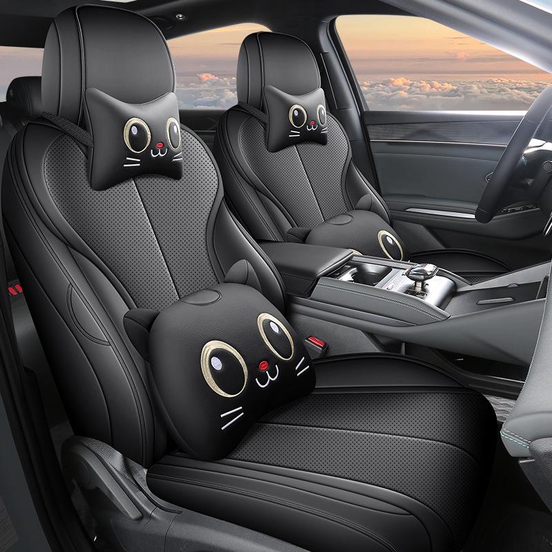 BYD Qin L Compatible Full Leather Car Seat Cushion - All-Season, Five-Seat Design
