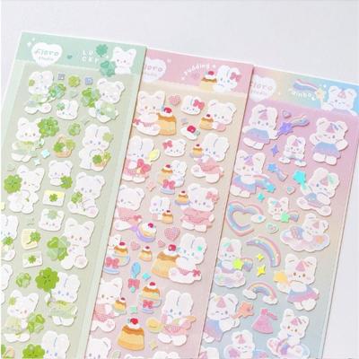 1 шт. корейская милая наклейка Kawaii Bling Bunny Rainbow с четырьмя листьями пудинг наклейка водостойкая серебряная наклейка для студентов DIY фото