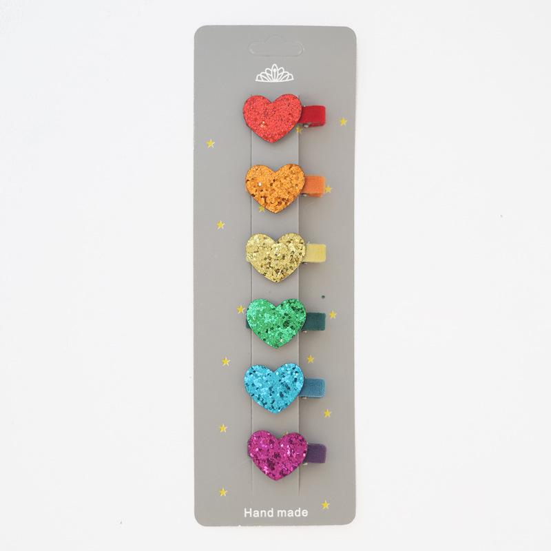 Многоцветная блестящая пайеточная заколка-сердечко для волос ребенка и питомца