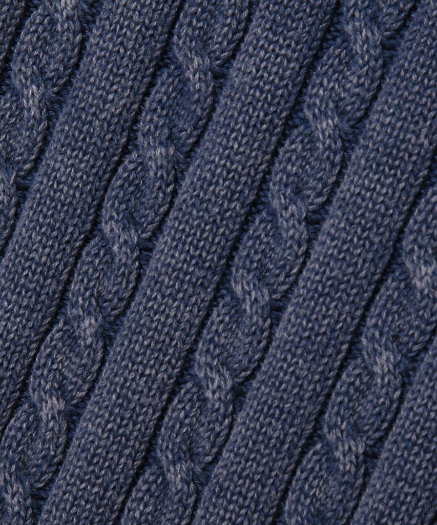TRILLION Vintage Washed Cable Half Sleeve Knit [Navy Blue]