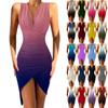 Womens Wrap V Neck Split Wrap Elegant Ruched Cocktail Party Midi Dress Banquet Dress