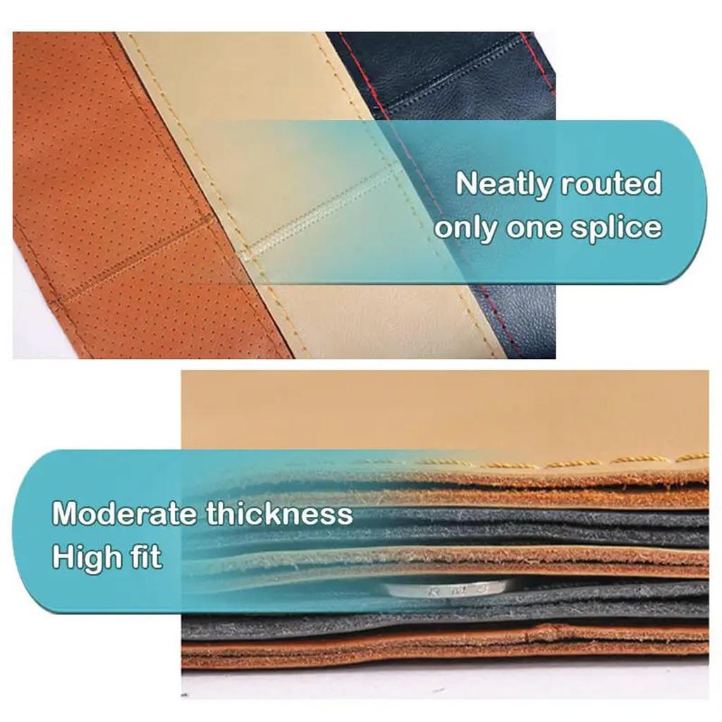Car Steering Wheel Cover Braided PU Leather Thin Steering Wheel Cover Hand Sewing Diameter
