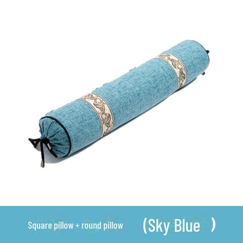 Цилиндрическая подушка для шеи из бамбукового угля с льном и моксой для поддержки шеи