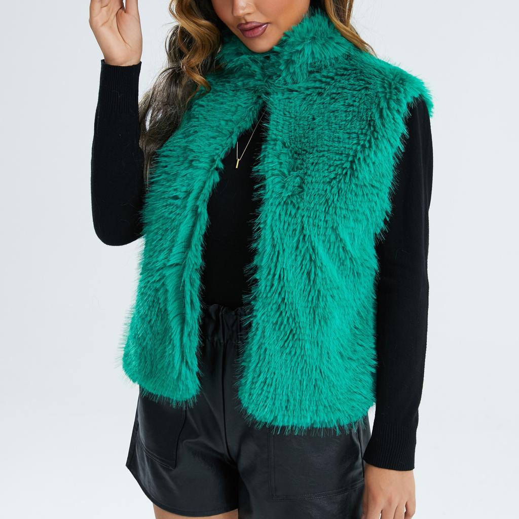 Женский осенне-зимний плюшевый теплый кардиган без рукавов