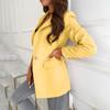 Women Solid Open Front Pockets Cardigan Formal Suit Long Sleeve Blouse Coat