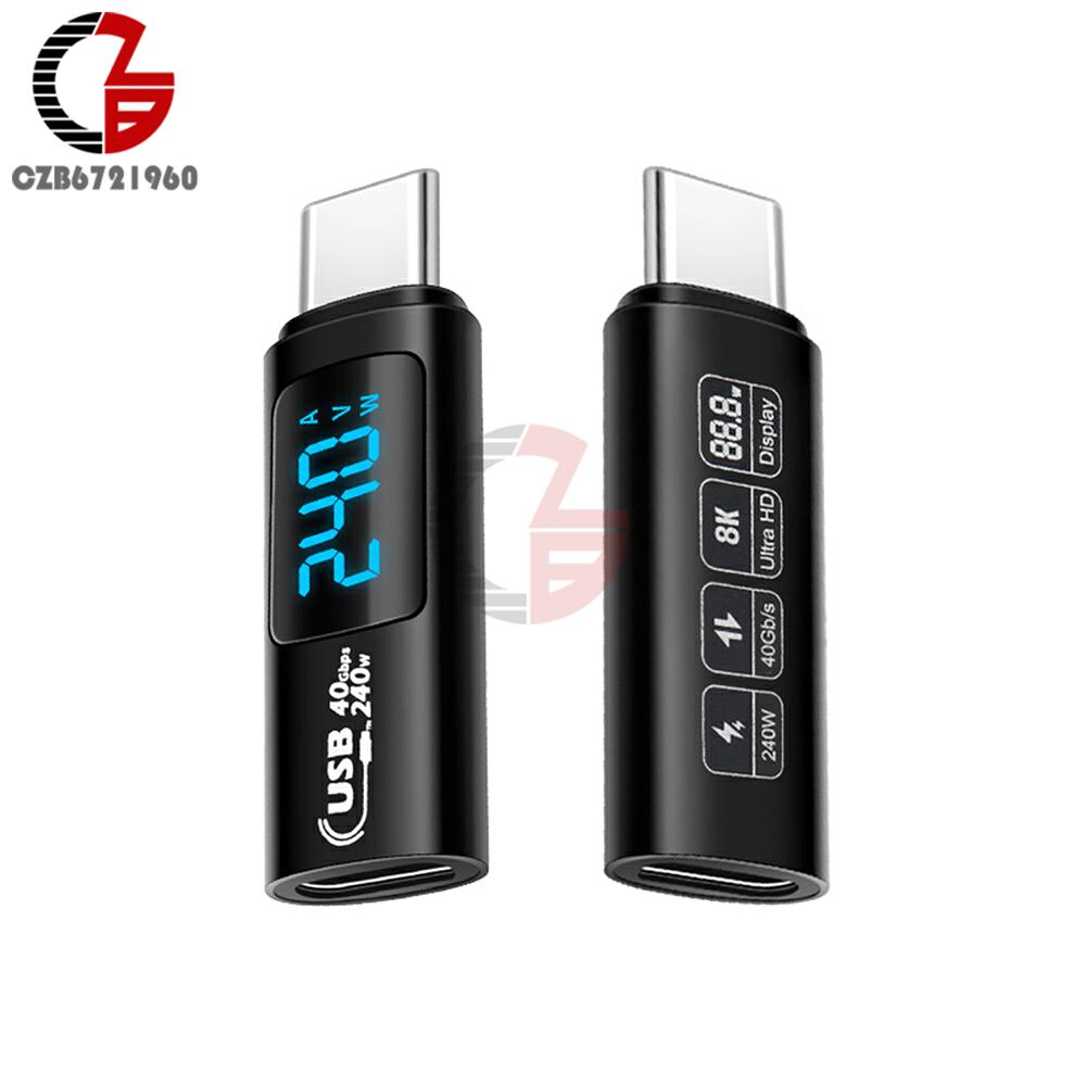DC 0-36V 5A Вольтметр Амперметр со светодиодным дисплеем USB4.0 40 Гбит/с Type C на C OTG Коннектор Адаптер данных PD240W Быстрая зарядка Измеритель мощности