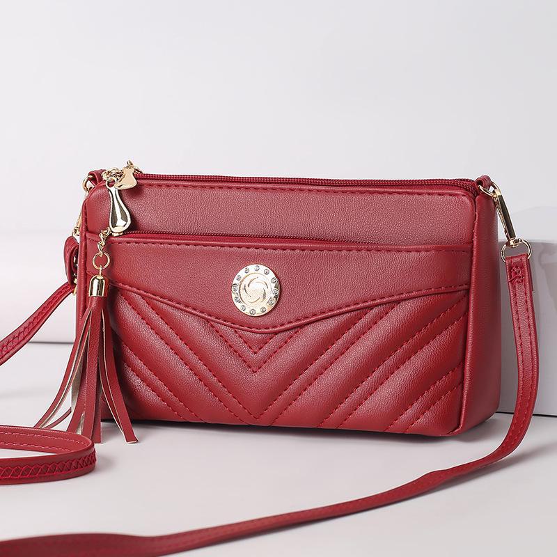 Новинка 2024 года, женская сумка через плечо и почтальон из мягкой кожи — многослойная, модная, небольшая квадратная сумка для мам среднего возраста.