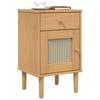 Nightstand SENJA Rattan Look Brown 40x35x65 cm Solid Pine Wood
