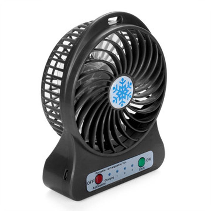 New Black Mini Portable Rechargeable Fan USB Charging Fan Air Cooler LED Light