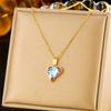 gold heart crystal jewelry set necklace earrings for women