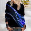 3D Print Blue Lightning Tshirts Ladies Tops Long Sleeve O-neck Pullover Femme T-shirts T Shirt For Women