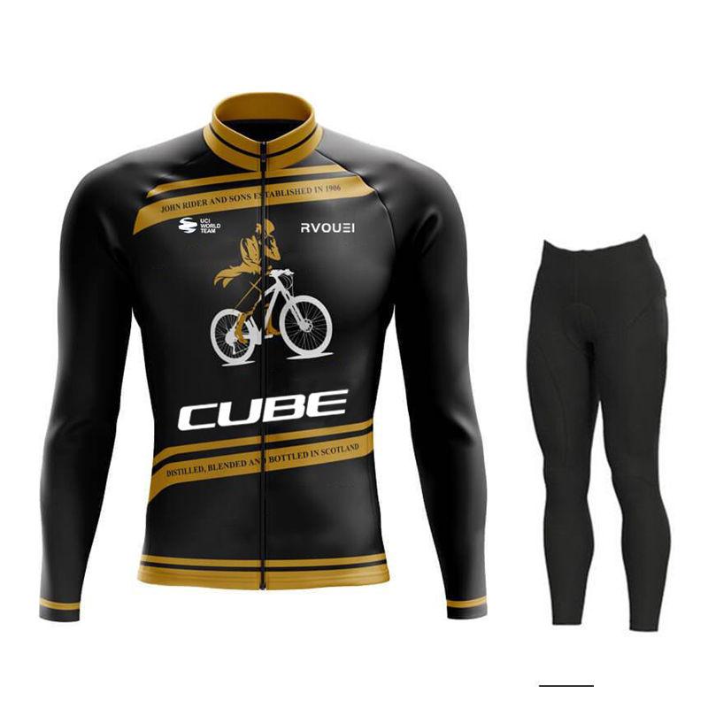 2026 Autumn Breathable Cycling Suit Set Rvouei Cube Team Long Sleeve Men MTB Bike Clothing Autumn Bicycle Clothes Maillot Ropa Ciclismo