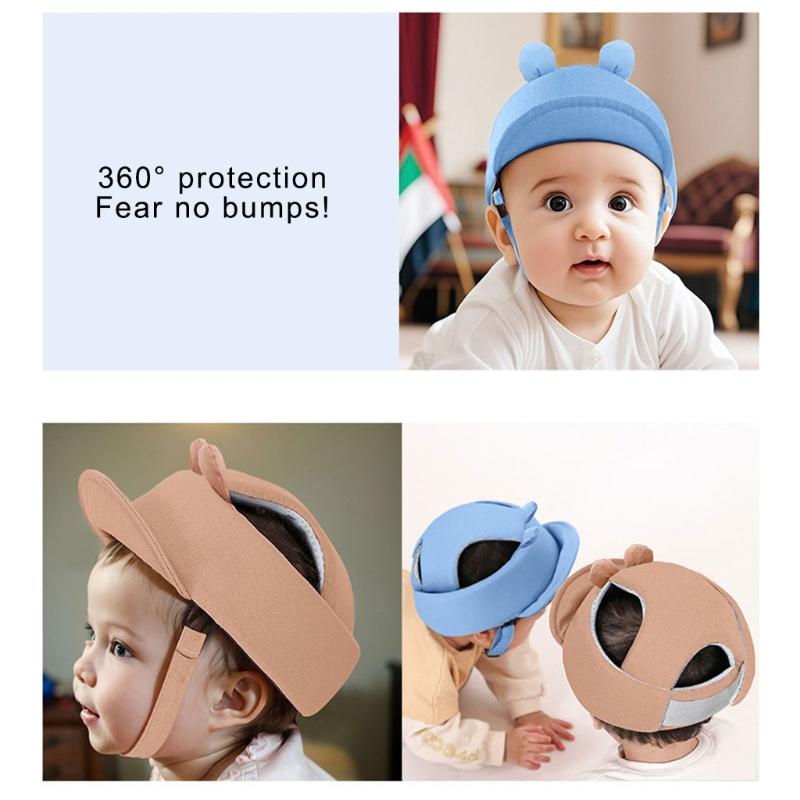 Breathable Infant Safety Helmets Hat Solid Color Lightweight Design Head Protector for Learning to Walk Toddler Baby