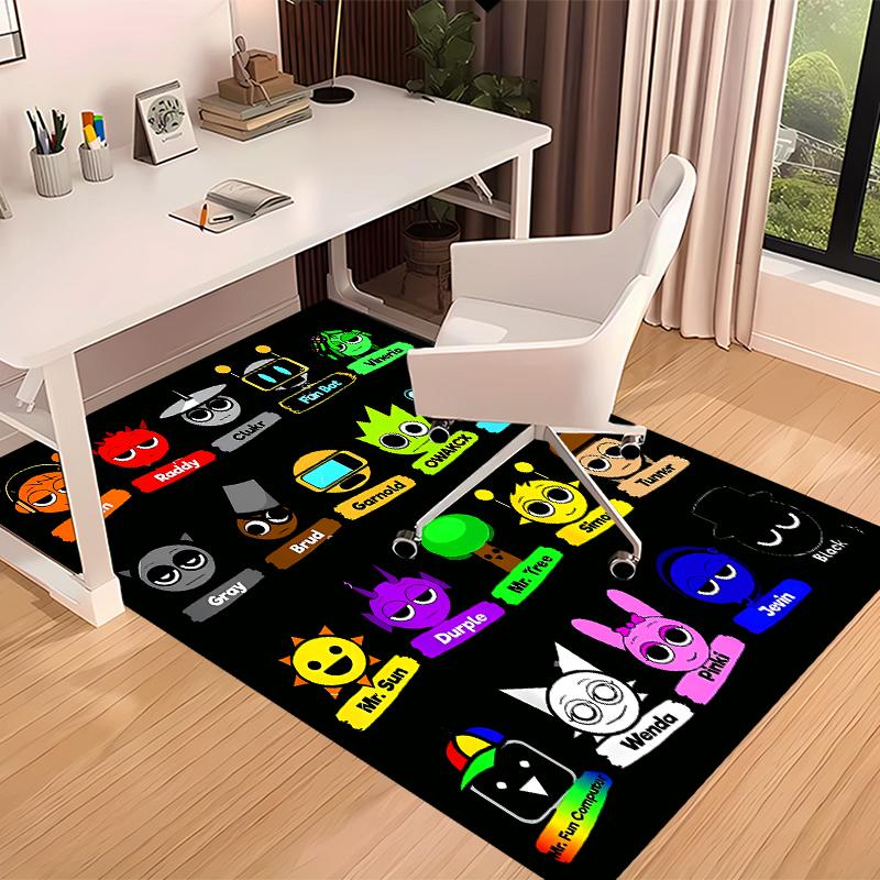1pc Sprunki Game2 Print Area Rug - Soft, Washable Non-Slip Indoor Mat for Office Chairs, Living Room, Home Office Decorative Rug