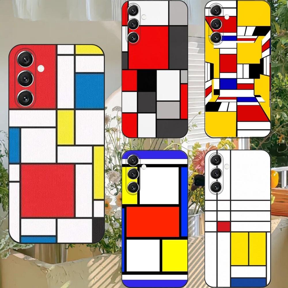 TOPLBPCS Mondrian Grid Phone Case For Samsung S21,S22 Ultra,S20,S30 plus,S22 plus,S23,S30 ultra 5G Silicone Cover
