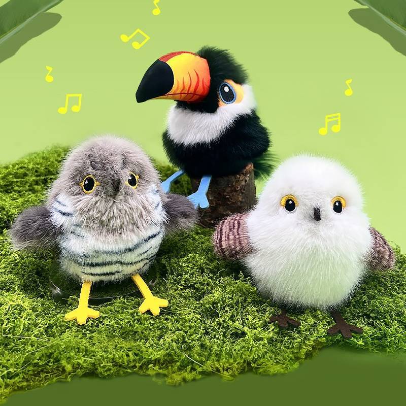 Plush Cat Toy With Bird Sounds For Multicat Homes And Calming Fun